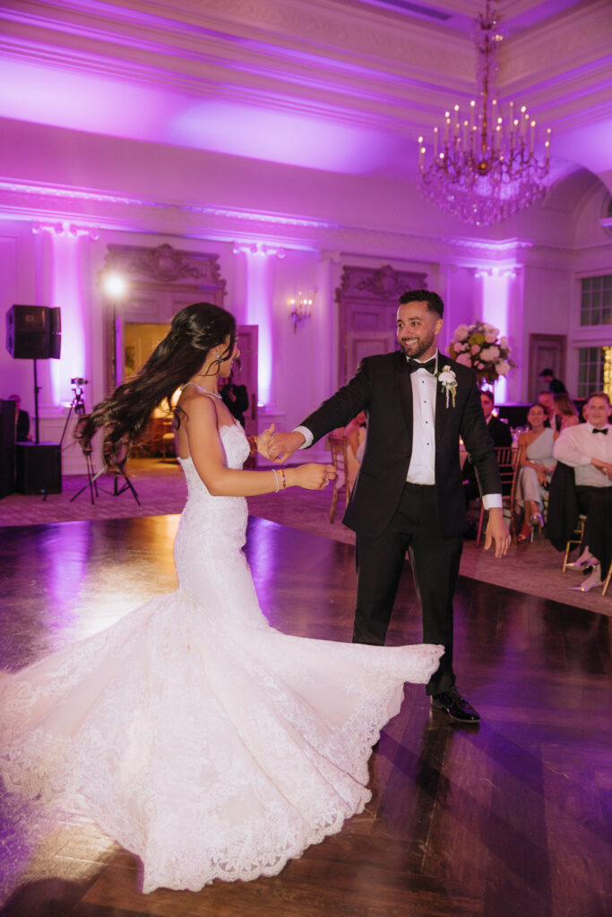 Menah and Ashraf dancing during their Palestinian-Egyptian Muslim wedding reception at Park Chateau.